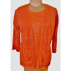 Alfred Dunner Women’s Two-Fer Top Sz. XL Peach Combo Cardigan/Tank